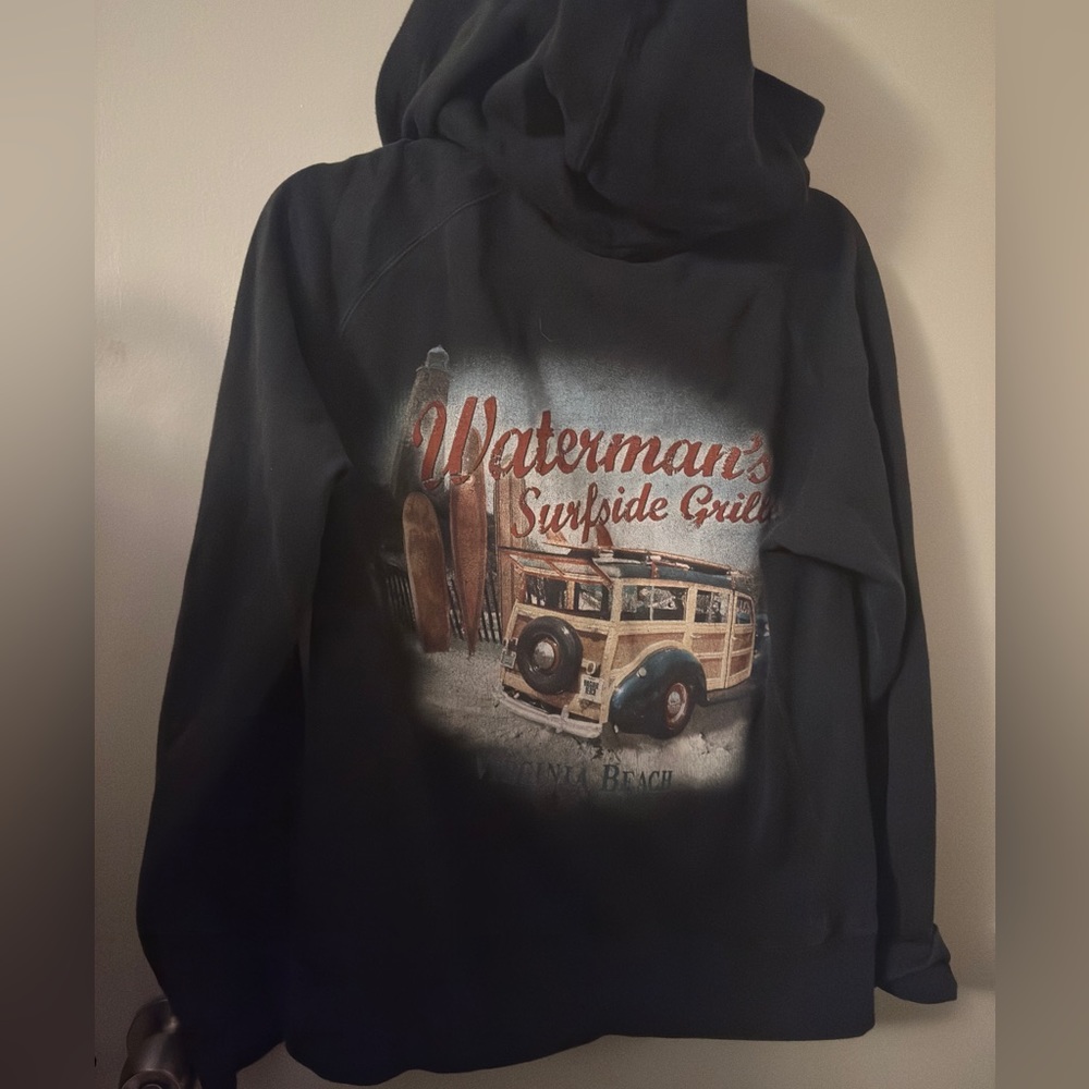 WATERMANS RESTAURANT VA BEACH HOODIE GRAY/BLACK SZ LARGE
